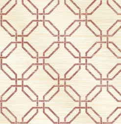 Brewster 2766-24408 Phaius Burgundy Trellis Wallpaper