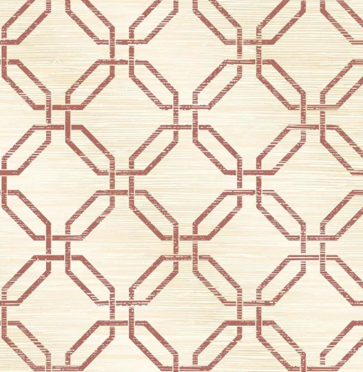Brewster 2766-24408 Phaius Burgundy Trellis Wallpaper
