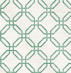 Brewster 2766-24409 Phaius Green Trellis Wallpaper