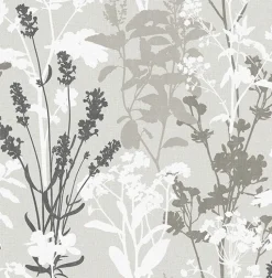 Brewster 2814-24571 Pippin Grey Wild Flowers Wallpaper