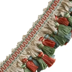 Stock/Fabricut 03944 Poppy Field Green Blue Pink Tassel Jaclyn Smith Trim