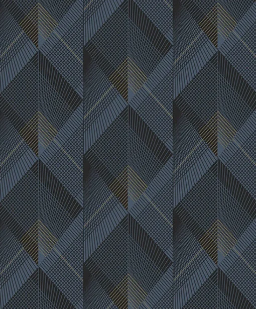 Brewster 4020-96701 Raoul Navy Fanning Diamonds Wallpaper