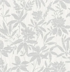 Brewster 4025-82530 Riemann Silver Floral Wallpaper