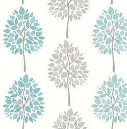 Brewster 2814-24970 Saar Aqua Tree Wallpaper