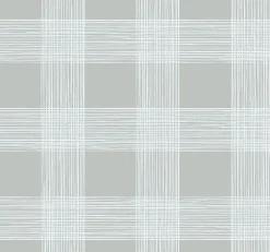 Brewster/ASP 2927-80908 Scarborough Grey Striated Plaid Wallpaper