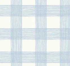 Brewster/ASP 2927-80912 Scarborough Light Blue Striated Plaid Wallpaper
