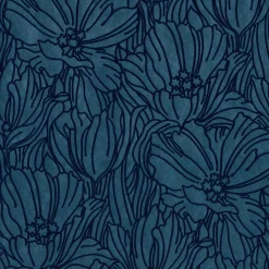 Brewster/ASP 2970-87356 Selwyn Flock Dark Blue Floral Wallpaper