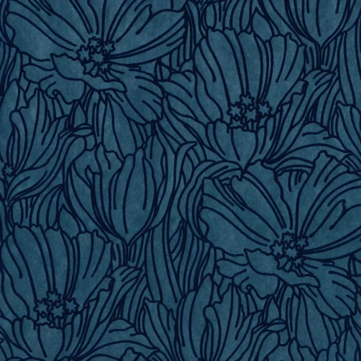Brewster/ASP 2970-87356 Selwyn Flock Dark Blue Floral Wallpaper