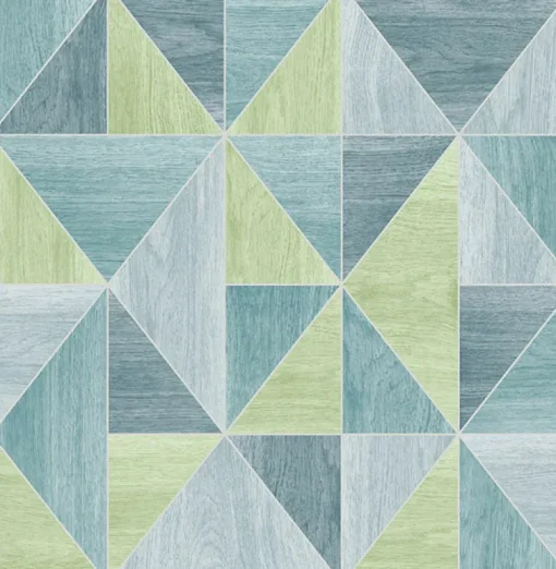 Brewster 2814-24961 Simpson Blue Geometric Wood Wallpaper
