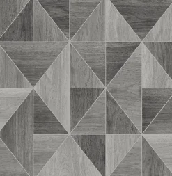 Brewster 2814-24963 Simpson Grey Geometric Wood Wallpaper