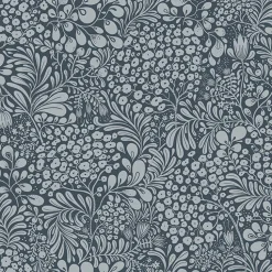 Brewster/ASP 2932-65129 Siv Dark Blue Botanical Wallpaper