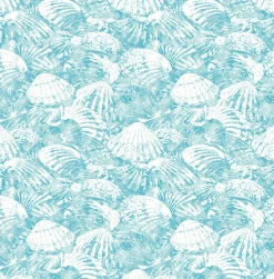 Brewster 2904-25688 Surfside Aqua Shells Wallpaper