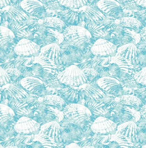 Brewster 2904-25688 Surfside Aqua Shells Wallpaper