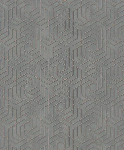 Brewster 4035-32609 Tama Charcoal Geometric Wallpaper