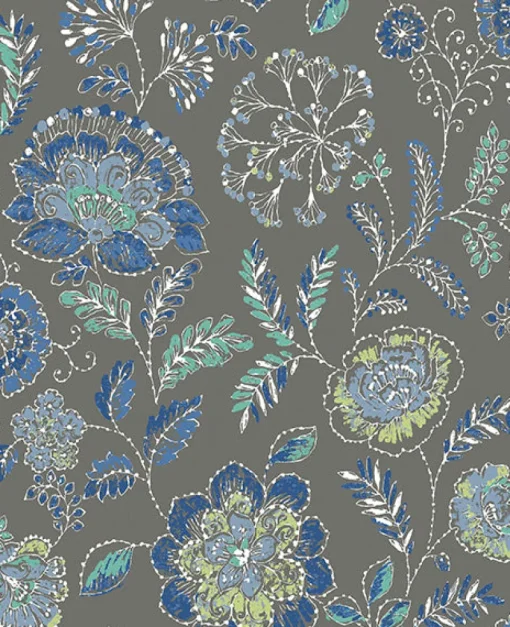 Brewster/ASP 2744-24110 Tropez Charcoal Jacobean Wallpaper