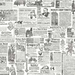 Brewster 2904-13081 Underwood Black Newspaper Wallpaper