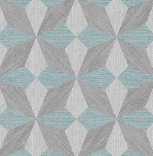 Brewster 2896-25304 Valiant Light Blue Faux Grasscloth Mosaic Wallpaper