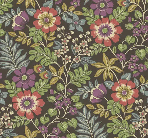 Brewster/ASP 2970-87534 Voysey Brown Floral Wallpaper
