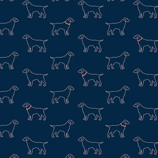 Brewster 3122-10402 Yoop Dark Blue Dog Wallpaper
