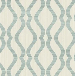 Brewster 2834-25066 Yves Teal Ogee Wallpaper
