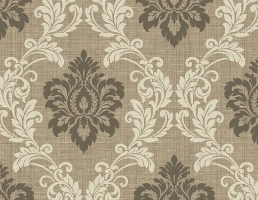 Brewster Adela Light Brown Twill Damask Wallpaper