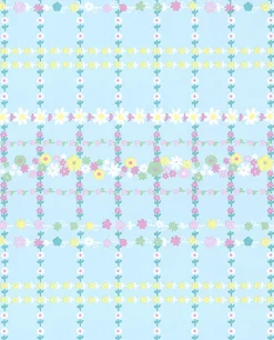 Brewster Belina Light Blue Flower Check Wallpaper