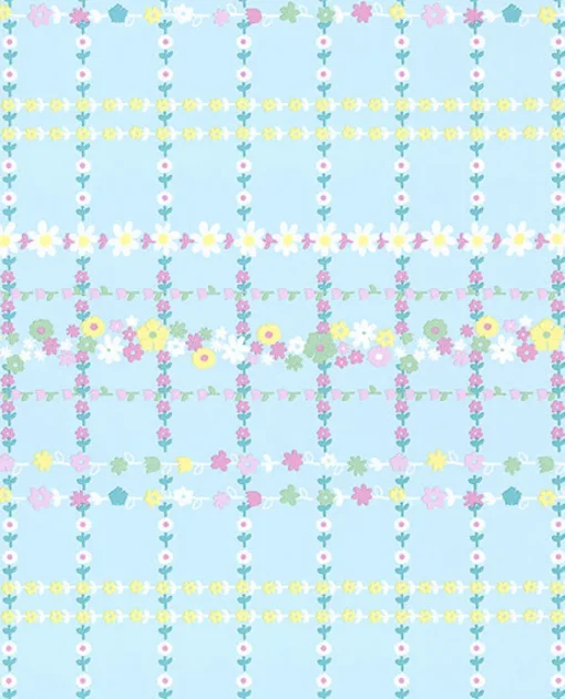 Brewster Belina Light Blue Flower Check Wallpaper