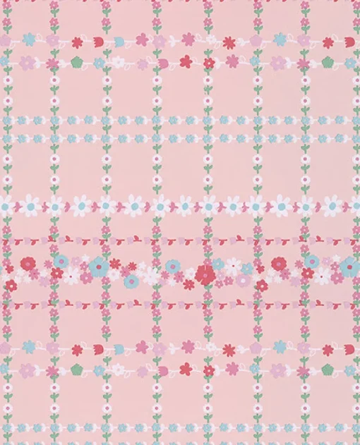 Brewster Belina Light Pink Flower Check Wallpaper