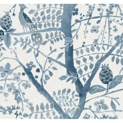 York/AV BO6634 Blue Peacock Block Print Wallpaper