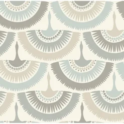 York/AV BO6643 Cream Blue Feather and Fringe Wallpaper