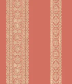 Brewster/ASP Brynn Coral Paisley Stripe Wallpaper