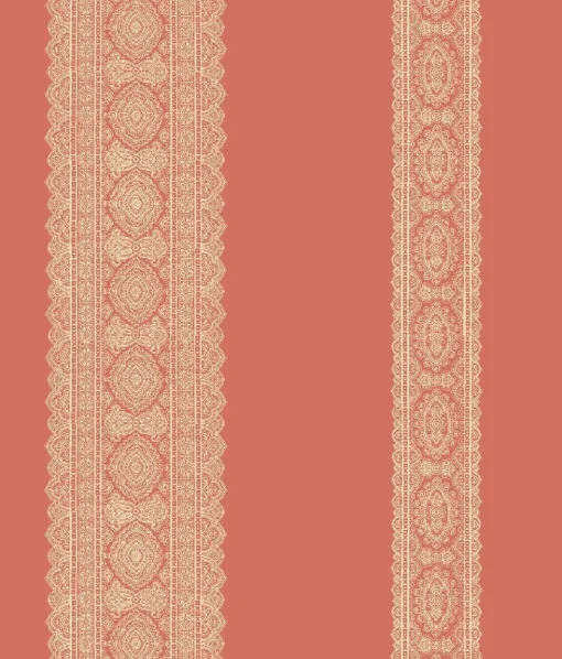 Brewster/ASP Brynn Coral Paisley Stripe Wallpaper