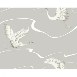 York BW3872 Taupe Soaring Cranes Wallpaper
