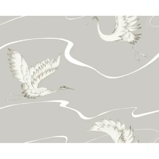 York BW3872 Taupe Soaring Cranes Wallpaper