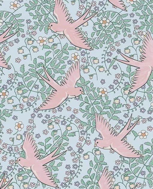 Brewster Cerina Light Blue Swallow Wallpaper