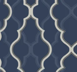 York CI2393 Dark Blue Double Damask Wallpaper