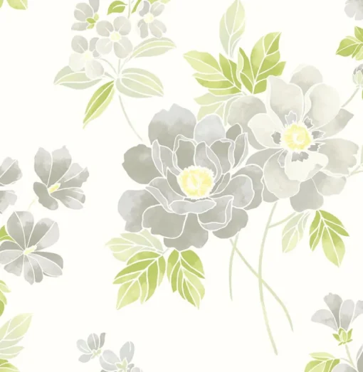Brewster/ASP Claressa Grey Floral Wallpaper