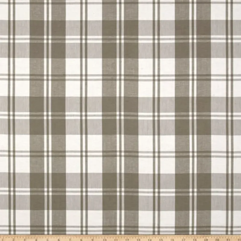 Laura Kiran Classic Plaid Taupe White Fabric