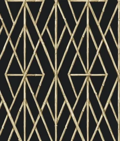York CV4448 Black Riviera Bamboo Trellis Wallpaper