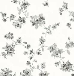 Brewster Cyrus Black Floral Wallpaper