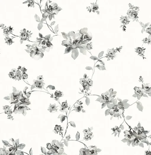 Brewster Cyrus Black Floral Wallpaper