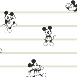 York DI0932 Black/White/Cream Disney Mickey Mouse Stripe Wallpaper