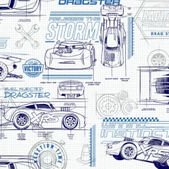 York DI0916 Blue Disney and Pixar Cars Schematic Wallpaper