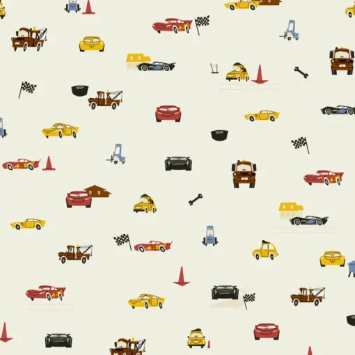 York DI0922 Cream Disney and Pixar Cars Racing Spot Wallpaper
