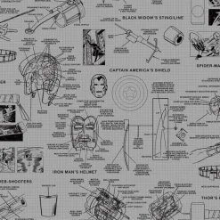 York DI0936 Gray/Black Marvels Heroes Schematics Wallpaper