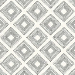 York Diamond Sketch Black on White Magnolia Home Vol. II Wallpaper