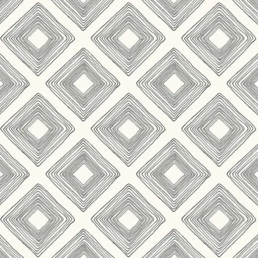 York Diamond Sketch Black on White Magnolia Home Vol. II Wallpaper