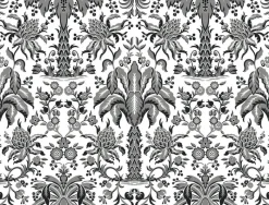 York DM5014 Black Palmetto Palm Damask Wallpaper