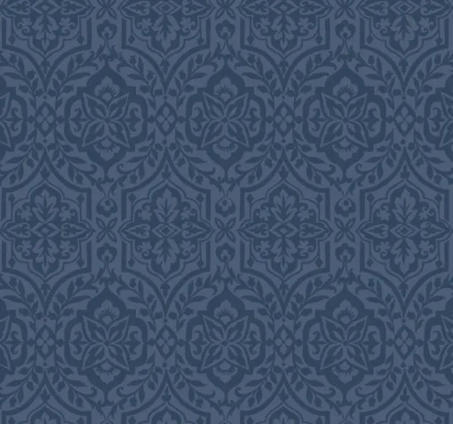 York DM5037 Blue Catherdral Damask Wallpaper