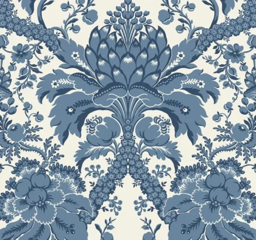 York DM4951 Blue French Artichoke Dam Wallpaper